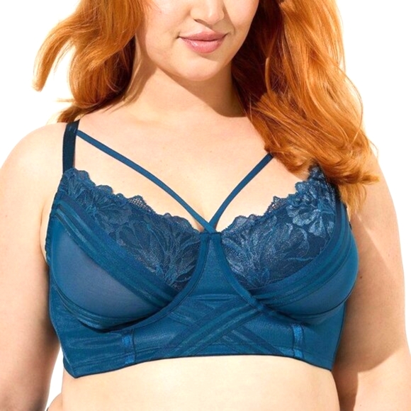 ❤️NWT VINTAGE TORRID BRALETTE - BACK CLOSURE MESH BRA - STRAPPY LONGLINE - Picture 6 of 9